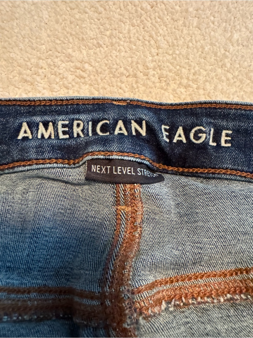 American Eagle Outfitters Dark Blue Flared Wide-Leg Jeans - Picture 3 of 6